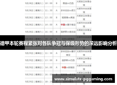 德甲本轮赛程紧张对各队争冠与保级形势的深远影响分析 德甲本轮赛程紧张对各队争冠与保级形势的深远影响分析